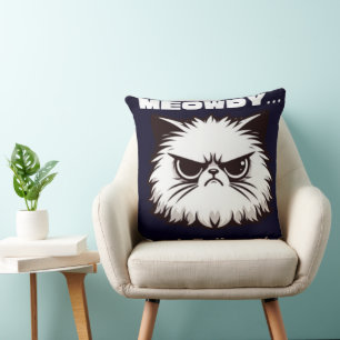 Meowdy Don’t Talk To Me Funny Angry Cat T-Shirt Throw Pillow