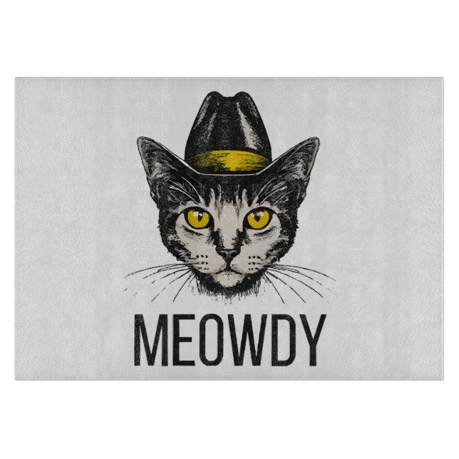 Meowdy Funny Cat Cutting Board (Front)