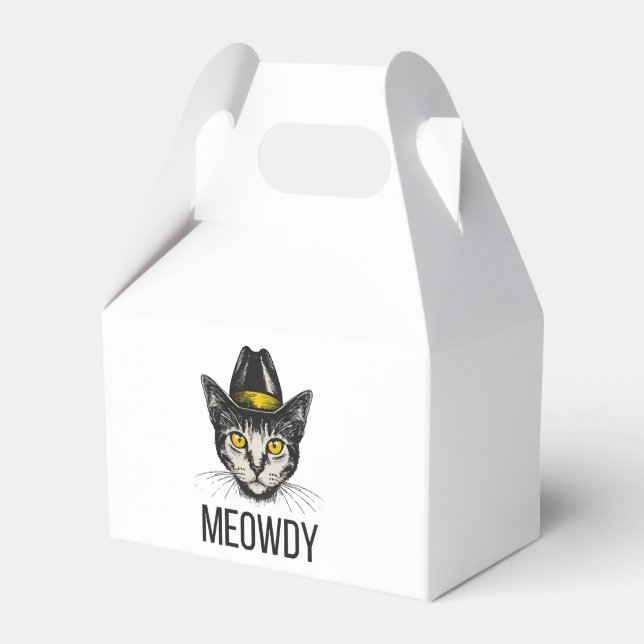 Meowdy Funny Cat Favor Box (Front Side)