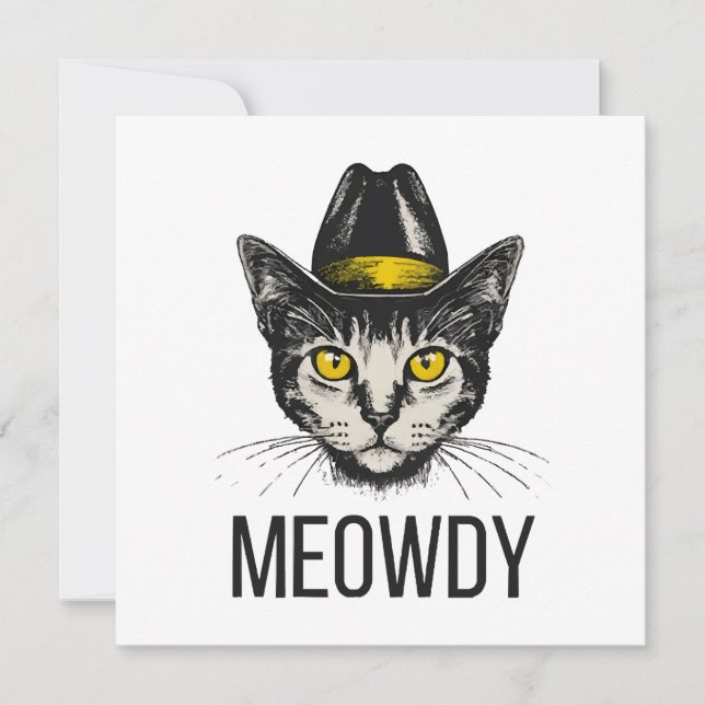 Meowdy Funny Cat Invitation (Front)