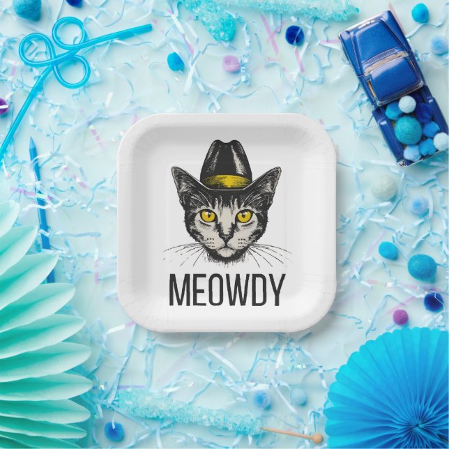 Meowdy Funny Cat Paper Plate (Party)