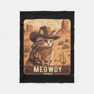 Meowdy! Funny Country Music Cat Cowboy Hat Poster Fleece Blanket