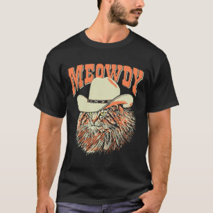 Meowdy Funny Country Music Cat Cowboy Hat Vintage  T-Shirt