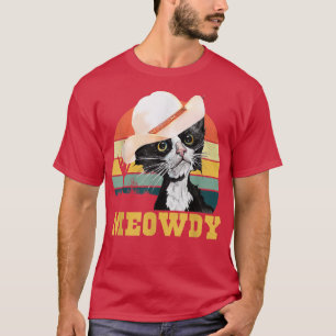 Meowdy! Funny Country Music Cat Cowboy Hat Vintage T-Shirt