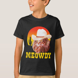 Meowdy! Funny Country Music Cat Cowboy Hat Vintage T-Shirt