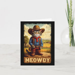 Meowdy Funny Country Side Cat Hat Vintage Cowboy C Card