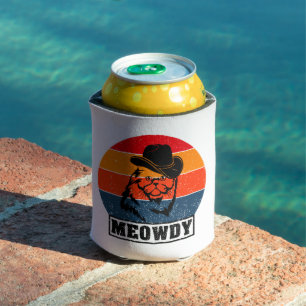Meowdy Funny Mashup Between Meow And Howdy Cat Mem Can Cooler