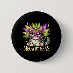 Meowdy Gras Cute Mardi Gras Cat Festival Vibes Mar 2 Inch Round Button