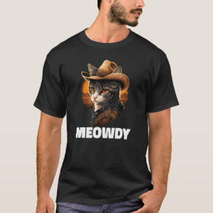 Meowdy  Mashup Of Meow And Howdy Country Music Cat T-Shirt