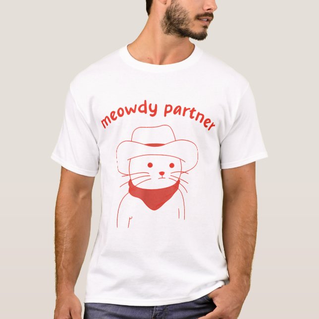 Meowdy Partner Cat Cowboy T-Shirt (Front)