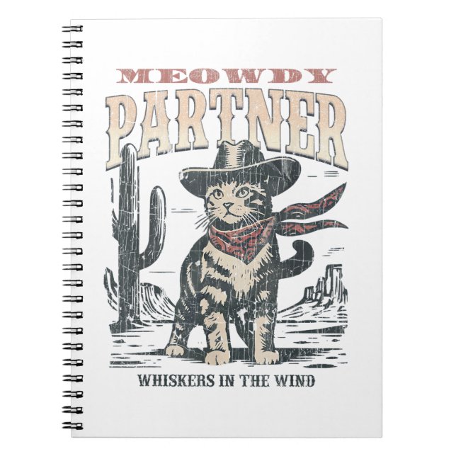 Meowdy Partner Cowboy Cat  Notebook (Front)