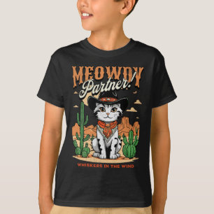 Meowdy Partner Cowboy Cat Vintage Cartoon Funny  T-Shirt
