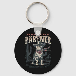 Meowdy Partner Cowboy Cat Vintage Keychain