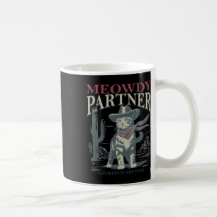 Meowdy Partner Whiskers In The Wind Cat Cowboy Hat Coffee Mug