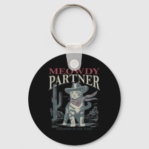 Meowdy Partner Whiskers In The Wind Cat Cowboy Hat Keychain