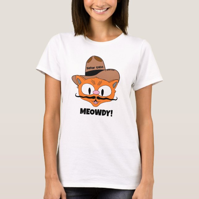 MEOWDY ! T-shirt Cat Cat Mustache de dessin (Devant)