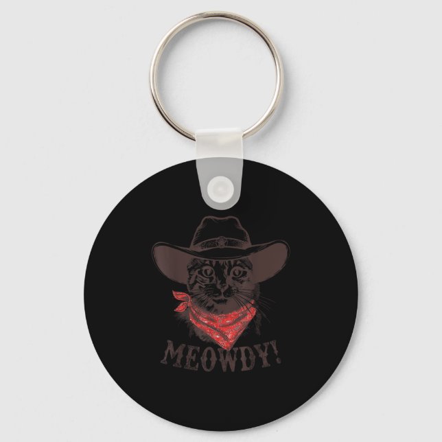 Meowdy Tee Vintage Howdy Western Matching Cowgirl  Keychain (Front)