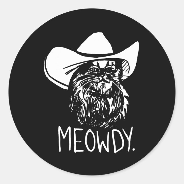 Meowdy Texas Cat Meme  Classic Round Sticker (Front)