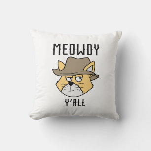 Meowdy Y’all Throw Pillow