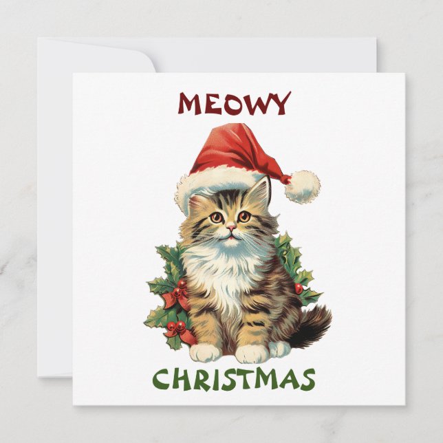 Meowe Noël, Carte de voeux de chat, Joyeux Noël (Devant)