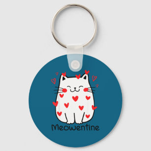Meowentine Cute Cat Valentines Day Heart Meow Kitt Keychain