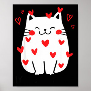 Meowentine Cute Cat Valentines Day Heart Meow Kitt Poster