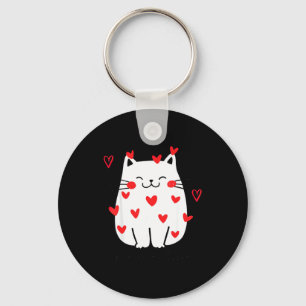 Meowentine Cute Cat Valentines Day Men Women Cat D Keychain