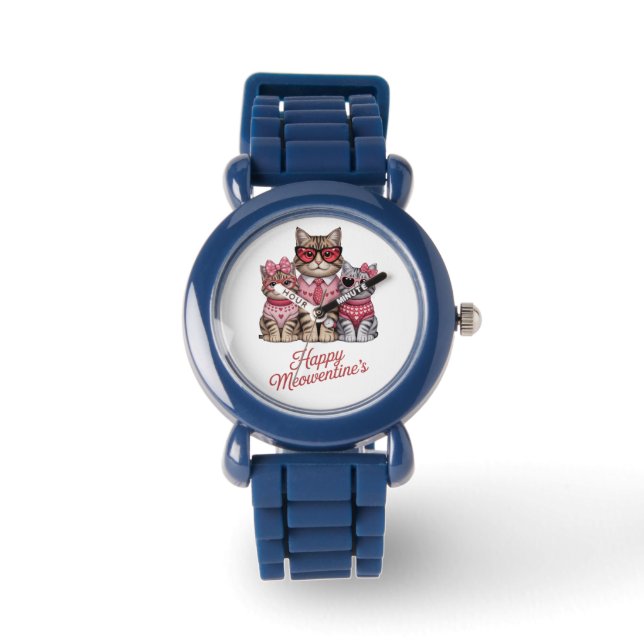 Meowentines Kids Cat Valentine Watch (Front)