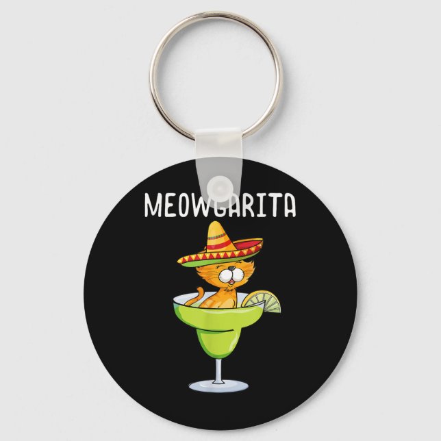 Meowgarita - Cinco De Mayo Margarita Cat Lover  Keychain (Front)