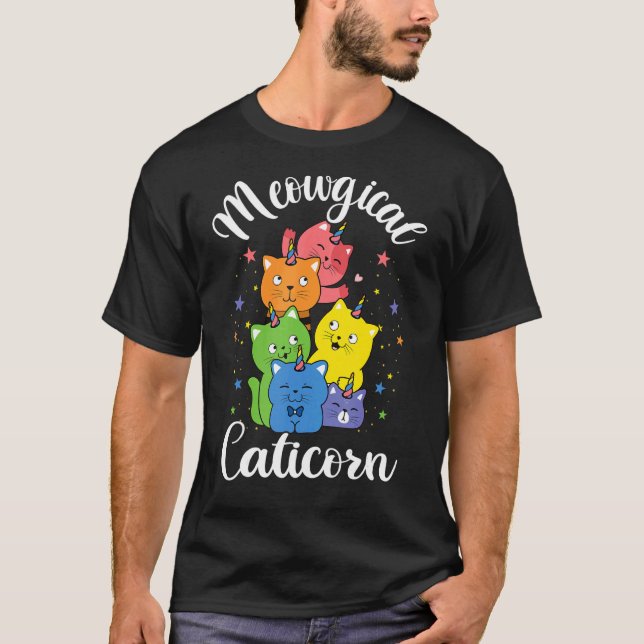Meowgical Caticorn  For Girls Rainbow Unicorn Cat T-Shirt (Front)