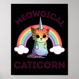 Meowgical Caticorn T Shirt Cat Unicorn Girls Women Poster