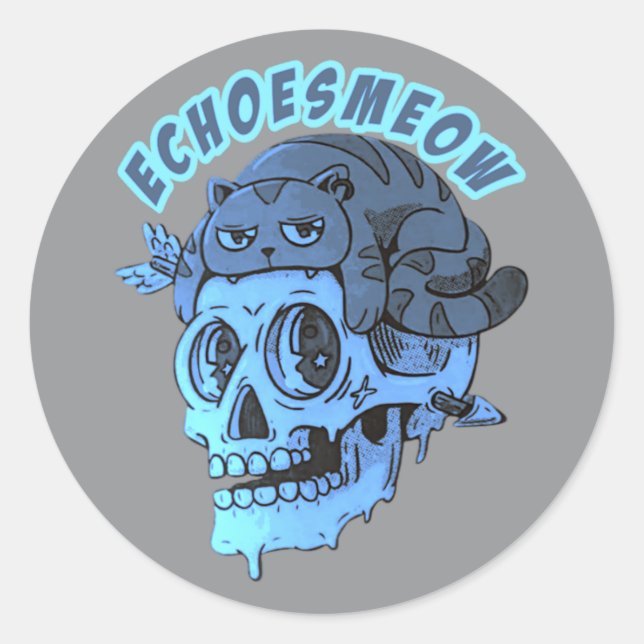 meowgical classic round sticker (Front)