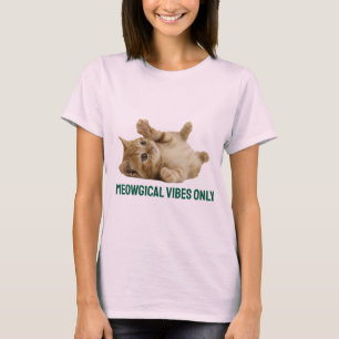 Meowgical Vibes Only – Whimsical Orange Tabby Cat T-Shirt