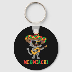 Meowiachi Cat Mariachi Funny Cinco De Mayo Mexican Keychain