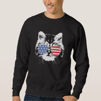 Meowica 4th July Pawtriotic Kitty Merica Cat Us Fl Sweatshirt