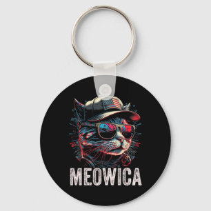 Meowica 4th Of July Cat American Flag America Usa Keychain