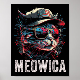 Meowica 4th Of July Cat American Flag America Usa  Poster