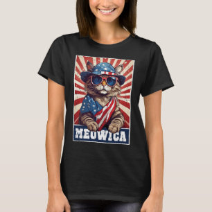 Meowica 4th Of July Cat American Flag Cat Funny 4t T-Shirt