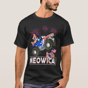 Meowica 4th Of July Cats Monster Trucks American F T-Shirt