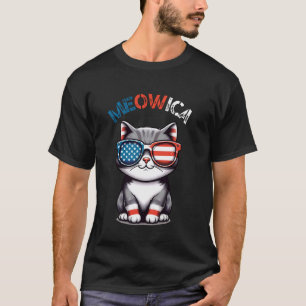 Meowica 4th of July Kitten American Cat Funny T-Shirt