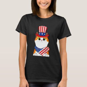 Meowica 4th Of July Patriotic Cat American Flag Cu T-Shirt