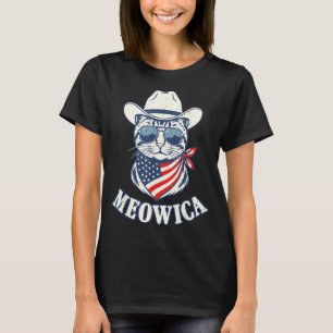 Meowica Aamerican Cat Cowboy Sungles Patriotic 4th T-Shirt