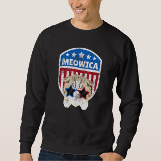 Meowica American Cat Patriotic 4th July Red White Sweatshirt