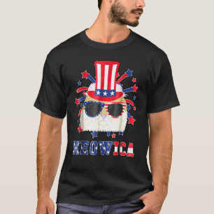 Meowica American Curl Cat 4th Of July T-Shirt