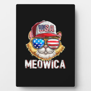 Meowica American Flag Cat 4Th Of July Trucker Plaque