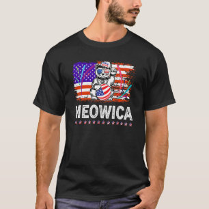 Meowica American Flag Cat Sunglasses Patriotic T-Shirt