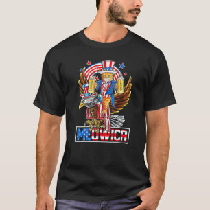 Meowica American Flag Cute Cat Riding An Eagle Ame T-Shirt