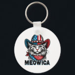 Meowica American Flag Funny 4th Of July Patriotic  Keychain<br><div class="desc">Meowica American Flag Funny 4th Of July Patriotic Cat Lover</div>