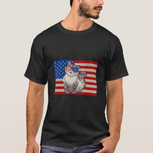 Meowica American Flag Sunglasses Patriotic Cat 4th T-Shirt