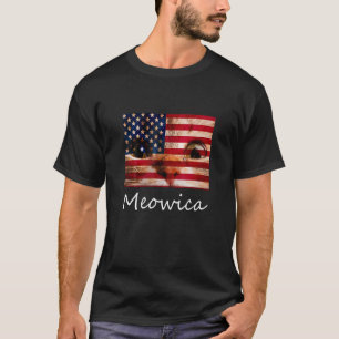 Meowica Cat 4 H Of July America Usa Flag T-Shirt